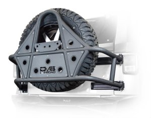 Jeep Wrangler Spare Tire Carrier - DV8 Offroad - Body Mount Tire Carrier - Textured Black - `07-`18
